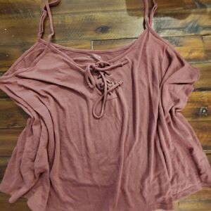 Arizona Jean Co XXL Top Tank Mauve Lace‎ Up Sleeveless Casual Summer